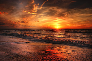 Sunset Beach, sunset, sea, beach, nature HD wallpaper