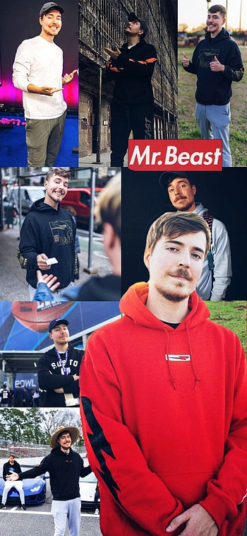 Mr Beast collage, red, graph HD phone wallpaper