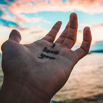 Love, Hand, Palm, Inscription HD phone wallpaper