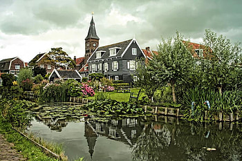 Holland, reflection, landscape, nature, church, water HD wallpaper