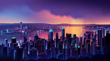 Aerial view, Neon Skylines HD wallpaper