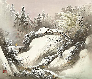 By Koukei Kojima, winter, art, drawing, bridge, koukei kojima, tree HD wallpaper