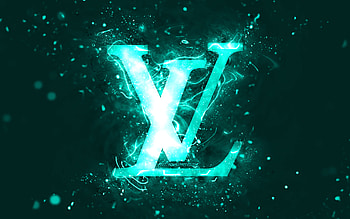 Louis Vuitton turquoise logo, , turquoise neon lights, creative, turquoise abstract background, Louis Vuitton logo, fashion brands, Louis Vuitton HD wallpaper