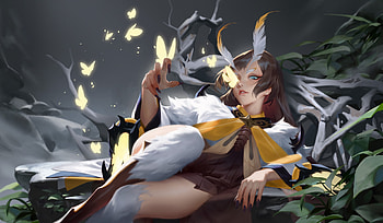 Fantasy girl, girl, butterfly, fantasy, pierolodovicoa HD wallpaper