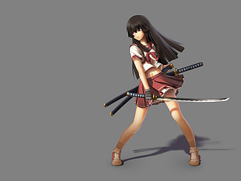 Anime Girl With Katana iPad 1 & 2 HD wallpaper