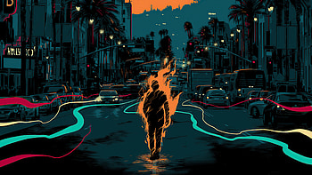 Fire Man , artist, artwork, digital-art HD wallpaper