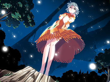 Popotan, anime, lights, other, beautiful, girl, mystical, dress HD wallpaper