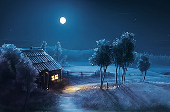 Blue Night Full Moon Scenery, Sailor Moon Scenery HD wallpaper