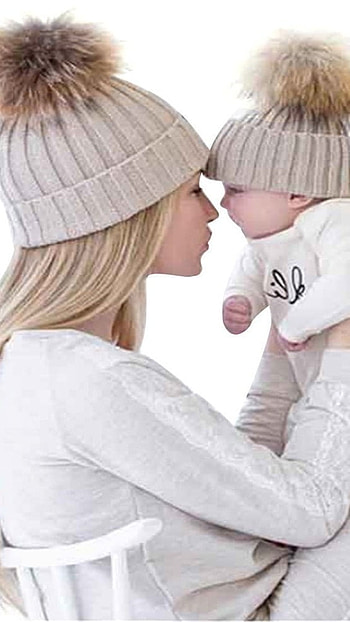 Mom And Baby, Winter Cap HD phone wallpaper