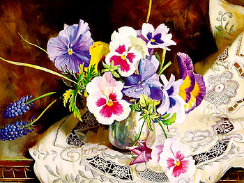 Painsies, still life, painsy, bouquet, flower, petal HD wallpaper