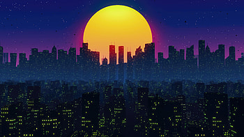 A Fusion Of Modern City And Synthwave Sun, retrowave, synthwave, artist, artwork, digital-art HD wallpaper