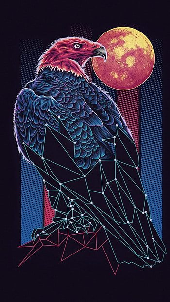 bird, eagle, retrowave, Animal, artistic HD phone wallpaper