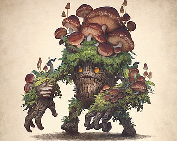 Caputmortuum, halloween, brown, art, fantasy, green, justin gerard, mushroom HD wallpaper