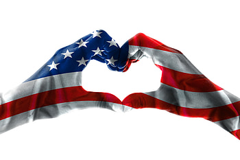 Love Heart Hands With American Flag On White Background, heart, love, hand, american flag, 4th Of July HD wallpaper