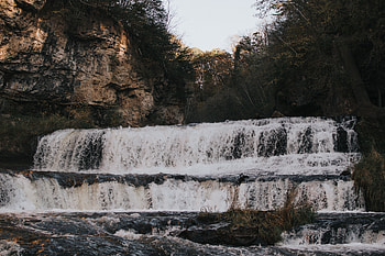 Nature, Water, Trees, Waterfall, Precipice, Break, Flow HD wallpaper