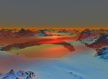 Nature, Mountains, Twilight, Snow, Dusk, Pond HD wallpaper
