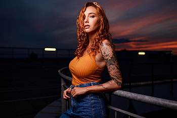 Woman with tattoo, redhead HD wallpaper