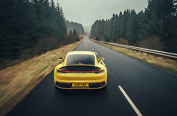 Porsche 911 Carrera 4S, on-road, yellow HD wallpaper