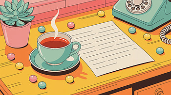 Cozy Desk Vibes — Tea, Notes & Retro , Teacup, Letter, Succulent HD wallpaper