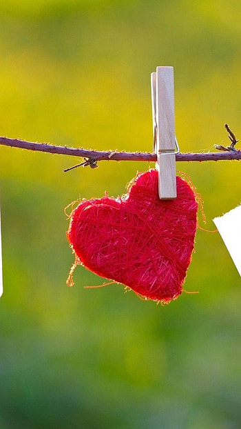 L Love You, Red Heart, Hanging HD phone wallpaper