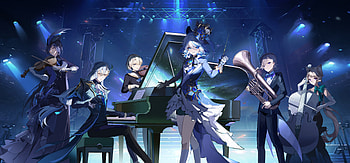 Genshin Impact : Clorinde, Neuvillette, Freminet & Friends in Concert, Clorinde (Genshin Impact), Neuvillette (Genshin Impact), Freminet (Genshin Impact), Furina (Genshin Impact), Lyney (Genshin Impact), video game, Genshin Impact HD wallpaper