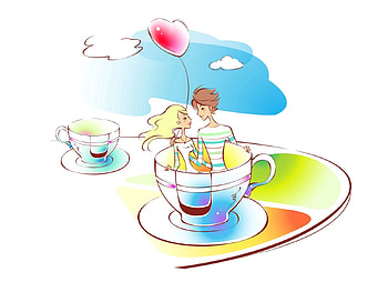 Art, Love, Couple, Pair, Cup, , Drawing, Happiness, Carousel, Merry-Go-Round HD wallpaper