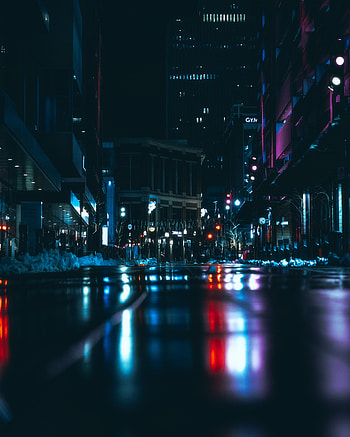 Lights, Reflection, Dark, Road, Night City HD phone wallpaper