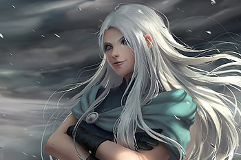 Fantasy, woman, white hair, art HD wallpaper