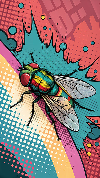 Vibrant Fly: Dynamic for a Colorful Touch, pop art, colorful, insect, illustration HD phone wallpaper