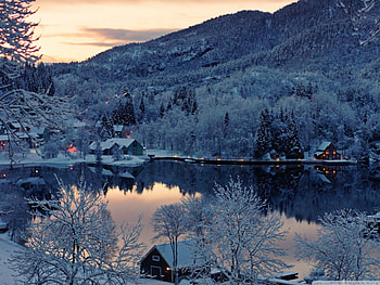 Winter Scene!, winter, nature, mountains, lake HD wallpaper