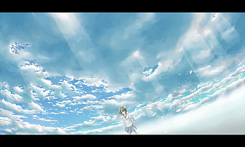 Sky, horizon, anime, weather, clouds, girl, vocaloid, sun HD wallpaper