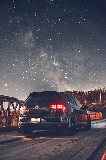 Volkswagen, Cars, Lights, Car, Starry Sky, Back View, Rear View, Headlights HD phone wallpaper