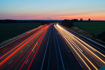 Cities, Sunset, Twilight, Road, Turn, Dusk, Long-Term Exposure HD wallpaper