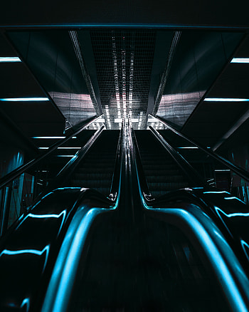 Dark, Backlight, Illumination, Stairs, Ladder, Premises, Room, Escalator HD phone wallpaper