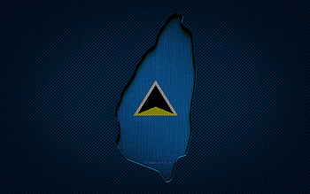 Saint Lucia map, , North American countries, Saint Lucian flag, blue carbon background, Saint Lucia map silhouette, Saint Lucia flag, North America, Saint Lucian map, Saint Lucia, flag of Saint Lucia HD wallpaper