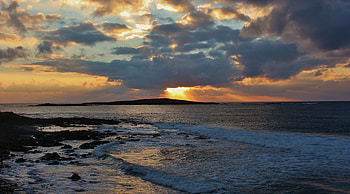 Nature, Sunset, Sky, Waves, Horizon HD wallpaper
