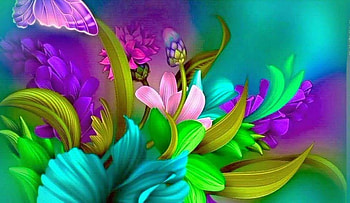 digital art, digital, fantasy, art, paintings, flowers HD wallpaper