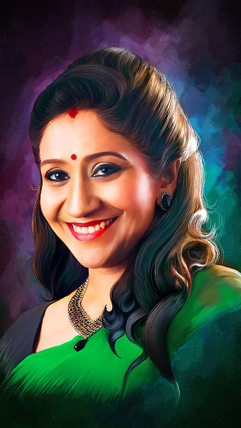 Sujata, singer, digital painting HD phone wallpaper