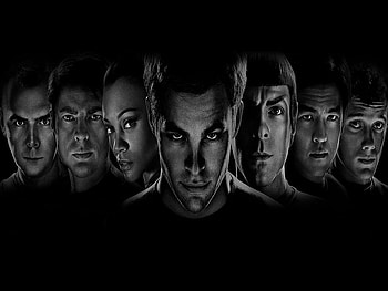 Star Trek Cast, crew, abstract, cg, star trek, 3d, black and white, cast HD wallpaper