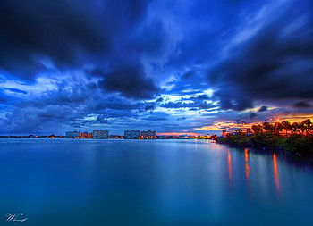 Beautiful harmony, blue, bay, clouds, sky, harmony, together, ocean HD wallpaper