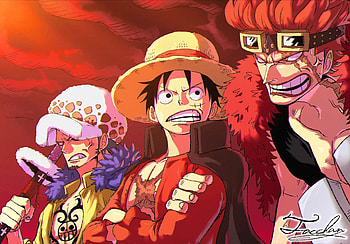 Luffy, Law & Eustass Kid — One Piece, Eustass Kid, Monkey D. Luffy, Trafalgar Law, Anime, One Piece HD wallpaper