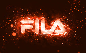 Fila orange logo, , orange neon lights, creative, orange abstract background, Fila logo, brands, Fila HD wallpaper