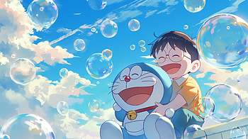 Kawaii Doraemon Adventure in Bubbles -, Anime, Doraemon, kawaii, bubble HD wallpaper