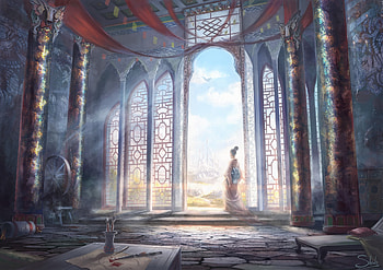 Queen's quarters, anastasia shedu, asian, room, fantasy, luminos, queen HD wallpaper