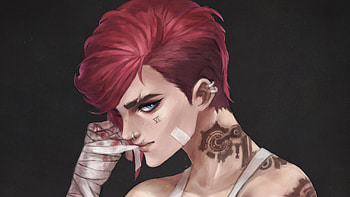 Short Redhead VI Black Background League Of Legends HD wallpaper