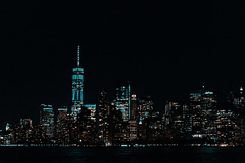 Cities, Night, Shine, Light, Skyscrapers, Panorama HD wallpaper