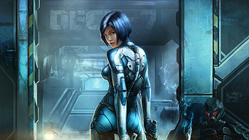 Blue Cyberpunk Cyborg Girl, artist, artwork, cyberpunk, artstation HD wallpaper