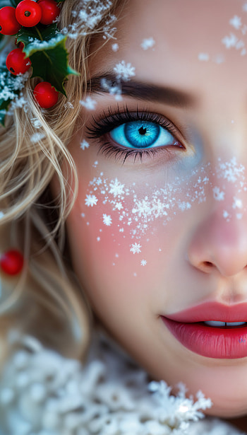 Winter's Embrace: A Captivating , blue eyes, portrait, winter, cute, snow HD phone wallpaper