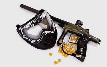Paint marker, shield mask, and paints, Paintball HD wallpaper