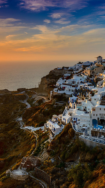 Sunset beauty, Aegean sea, Greek island paradise HD phone wallpaper